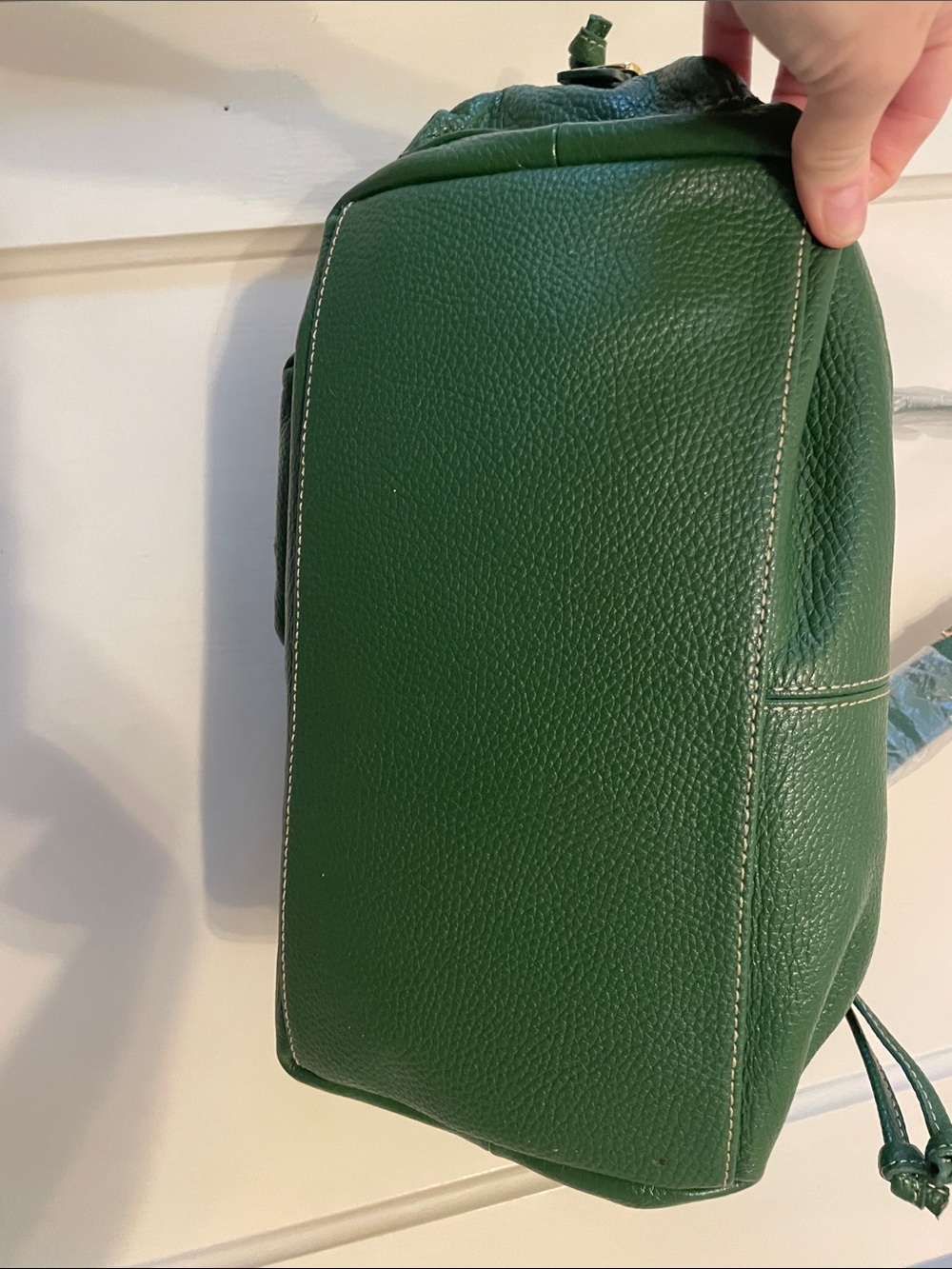 Maxx New York Green Pebbled Leather Shoulder Bag with Gold Hardware - Picture 6 of 10